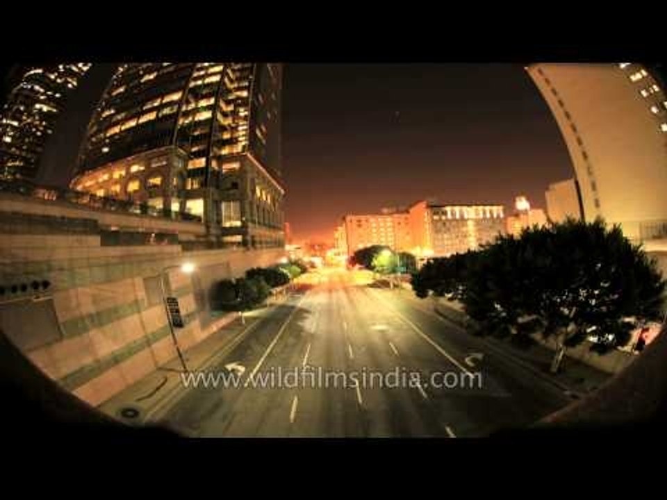 Traffic moving in quick motion on the roads of United States - Time Lapse