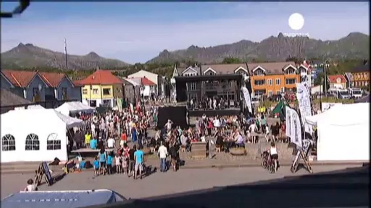 Young people protest against oil drilling in Norway's arctic