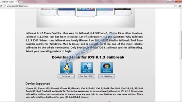 Download Free Evasion Full Untehered iOS 6.1.3 Jailbreak Tool by Evad3rsteam For iPhone 5, iphone 4, iPhone 3GS, iPad3