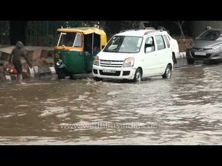 Flooded roads in Delhi