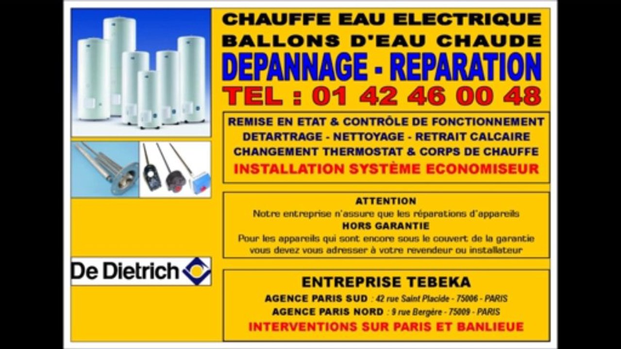 DE DIETRICH - CHAUFFE EAU ELECTRIQUES SAV - 0142460048 - PARIS - DEPANNAGES REPARATIONS