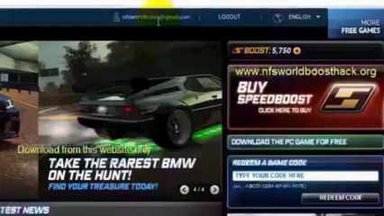 How to get free speed boost codes for nfs world HD