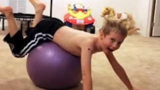 Cute Kids Using Exercise Balls