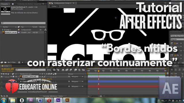 Bordes nítidos en vectores con rasterizar continuamente - Tutorial After Affects