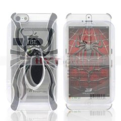 Hytparts.com-iPhone 5 Spider Plastic Hard Case for Electroplate Silver & Brown