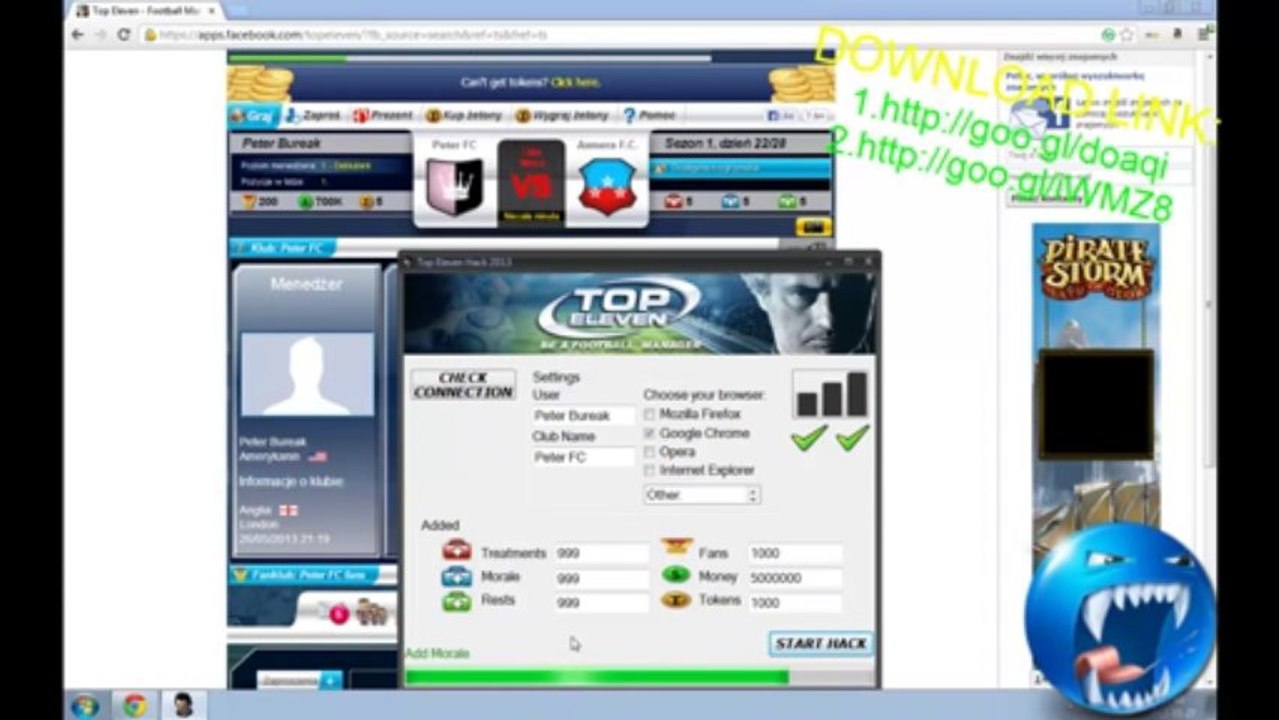 Top Eleven Hack 2013 [Token Cash]