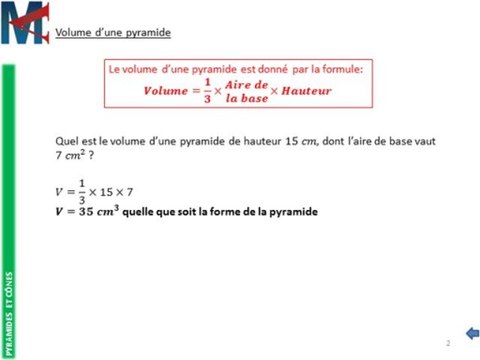 4ème - PYRAMIDES ET CONES - Volume d'une pyramide (et d'un cône)