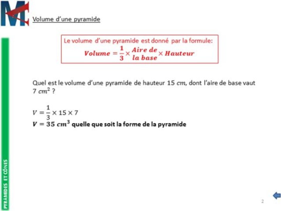 4ème - PYRAMIDES ET CONES - Volume d'une pyramide (et d'un cône)