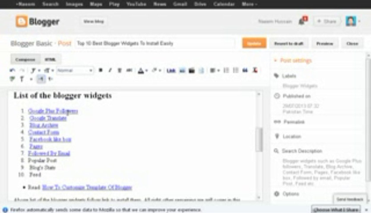 Top 10 blogger Widgets