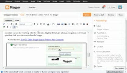 How to install contact form in blogger