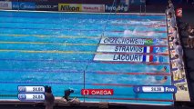 Demi-finales 50m dos (H) - ChM 2013 natation (Lacourt, Stravius)