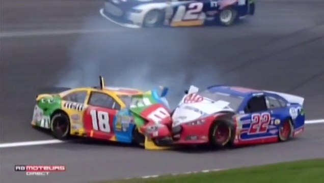 Big Wreck Busch & Logano at Kansas 2013 NASCAR Sprint Cup