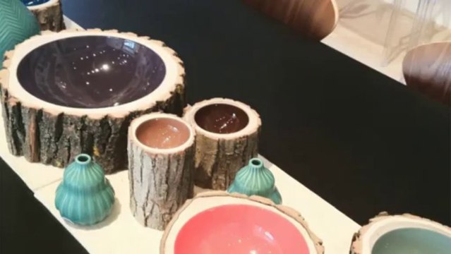 Log Bowls combine the beauty of a tree in its natural state with a high-gloss, vibrant finish