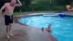 EPIC FAIL trying to jump in a pool! Yes old guy! You're so funny!