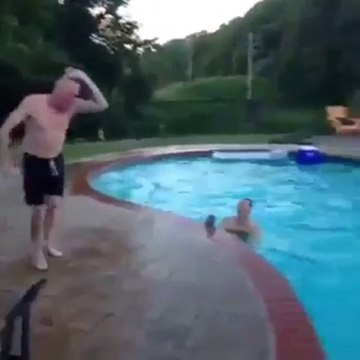 EPIC FAIL trying to jump in a pool! Yes old guy! You're so funny!