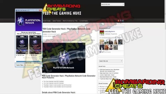 Bombarding Cheats - PSN Code Generator