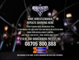 WWE WrestleMania 22 Sky Box Office Order Details