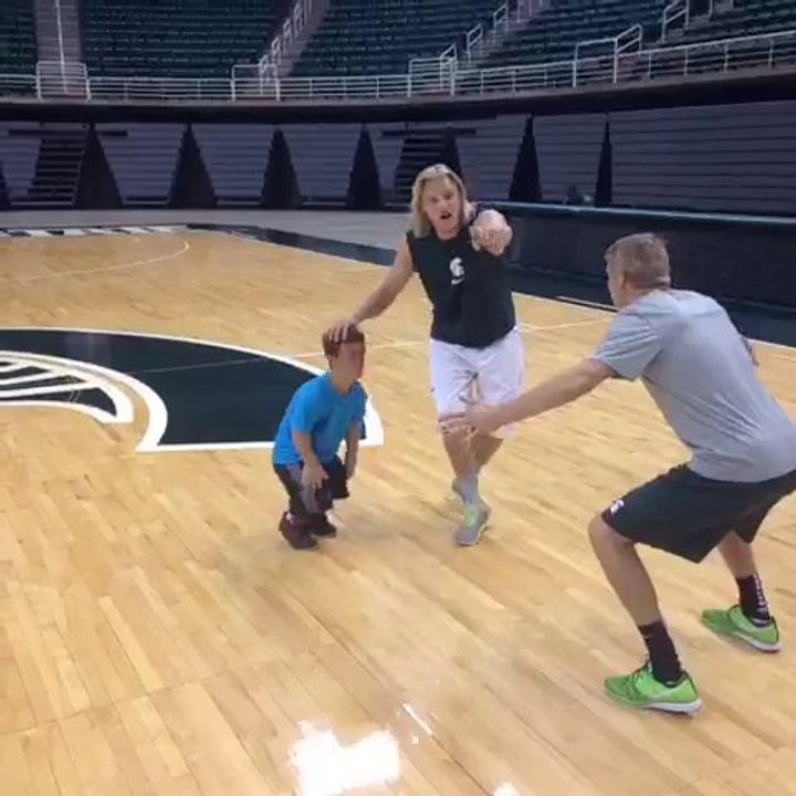 Looking for a Basket-Ball?? Play with a dwarf!! Michigan state basket-ball Team!