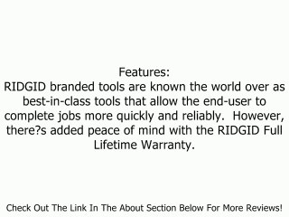 Ridgid 74207 Soil Pipe Cutter Model 276 Review