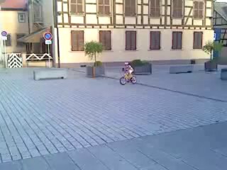 2013-08-10 Chiara descend les marches en vélo