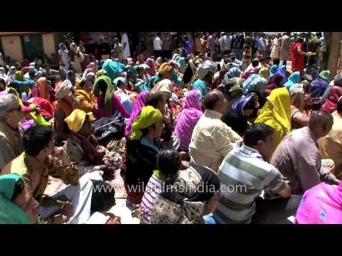 Crowd outside Gangotri temple waiting for the temple doors to open