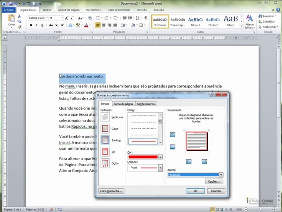 word2010  CAPÍTULO 6 - AULA 2 Bordas e sombreamento2