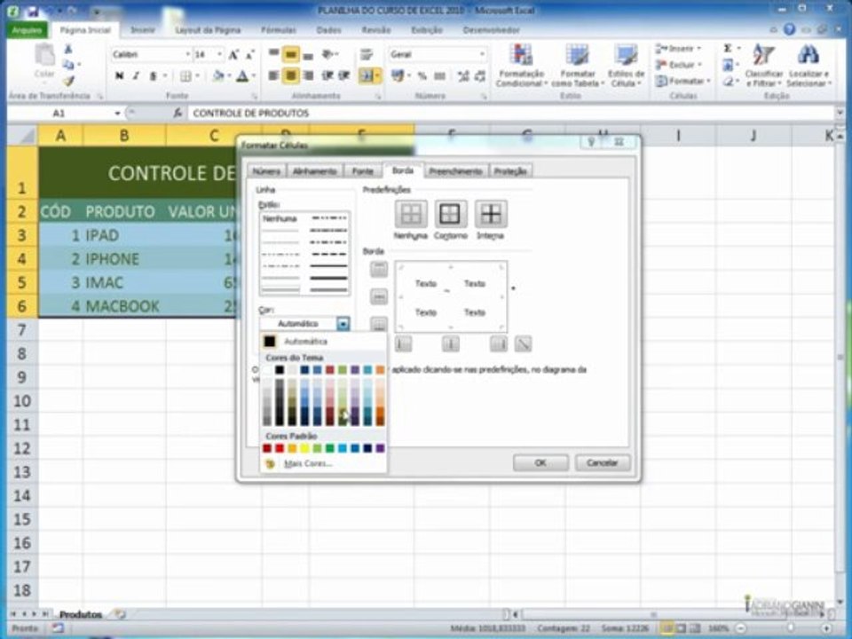 excel2010  CAPÍTULO 2 - AULA 2 Formatando a planilha