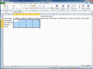 excel2010  CAPÍTULO 3 - AULA 1 Planilha boletim escolar
