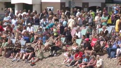 Competitors fly off pier in British 'birdman festival'