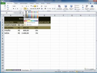 excel2010  CAPÍTULO 5 - AULA 1 Planilha percentagem