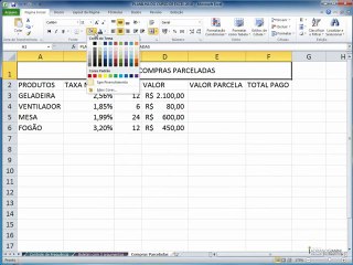 excel2010  CAPÍTULO 10 - AULA 1 Planilha compras parcel