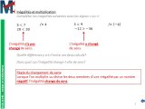 4ème - INEGALITES - Inégalités et multiplication