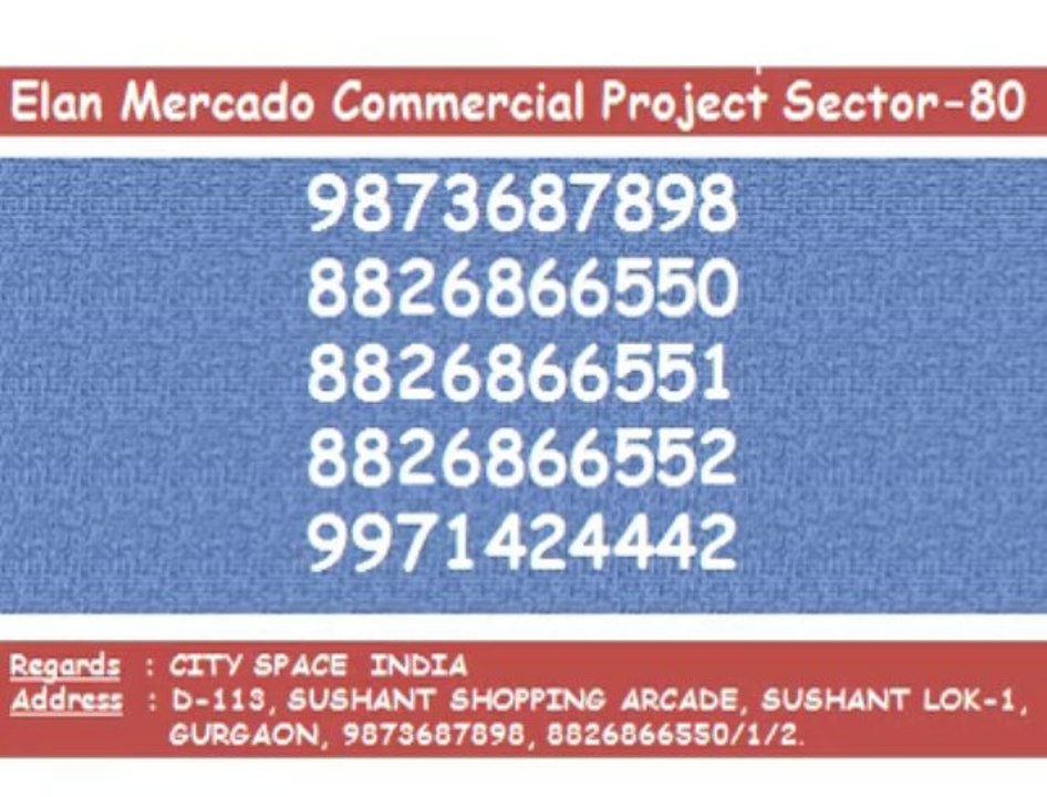 Best Location By Elan Group"Mercado=9873687898" NH 8