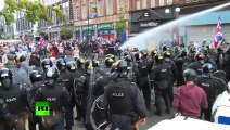 Brutal Belfast Back Riot cops counter bricks with water cannon!! Ireland riots 2013