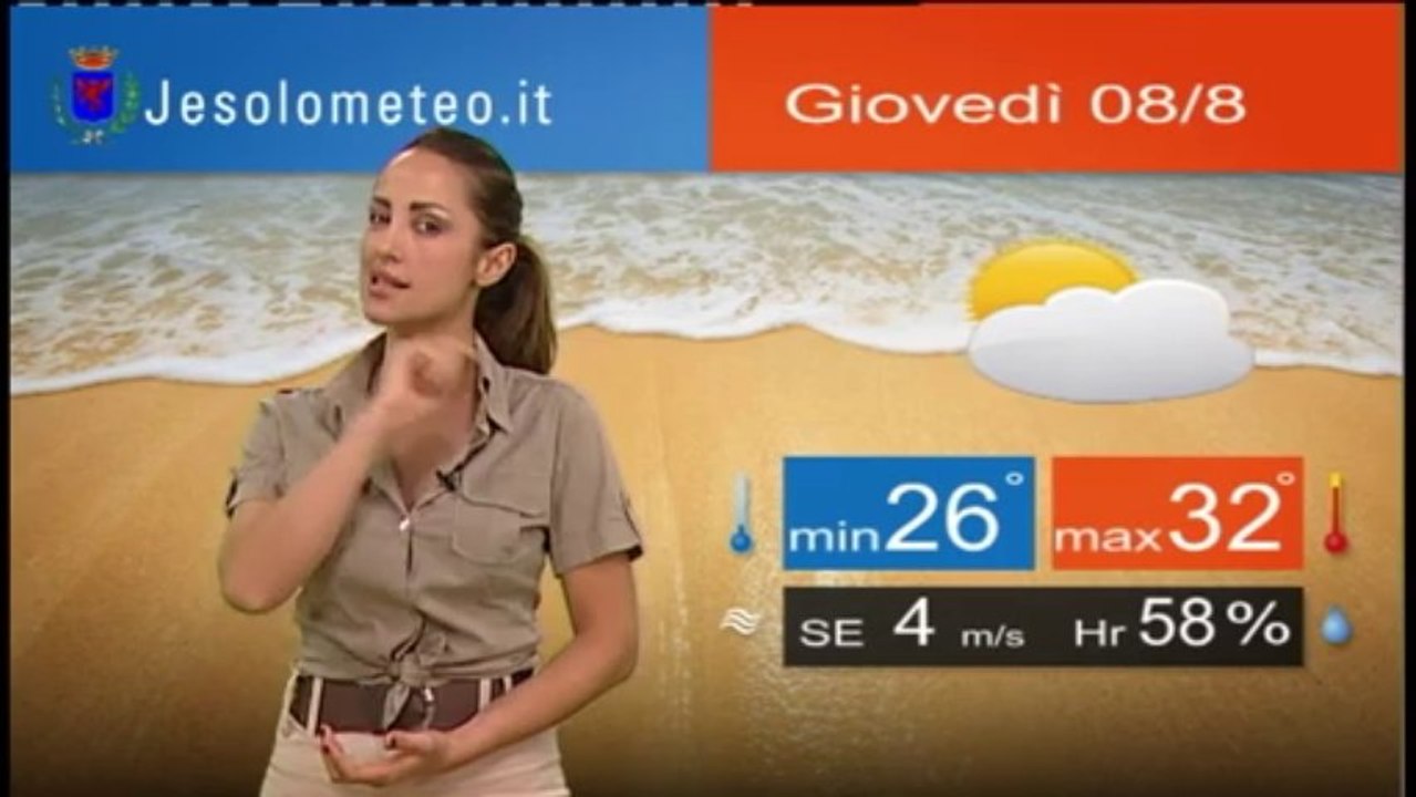 PREVISIONI DEL TEMPO JESOLO GIOVEDI'  08 AGOSTO 2013