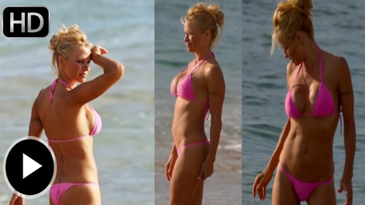 Pamela Anderson Caught On  Beach In Bikini With Ex-Husband