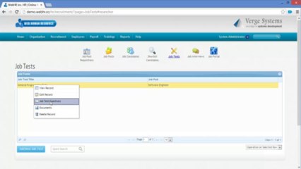 WebHR - Video Tutorials - Recruitment - Job Test