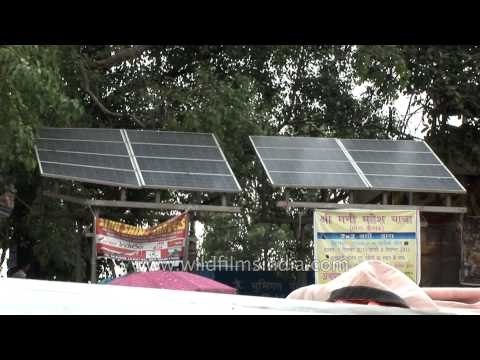 Solar panels in use on New Delhi roof-tops