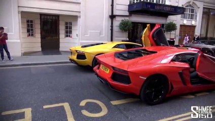 DUAL FLAMETHROWER! Epic Lamborghini Aventador Rev Battle in London!!