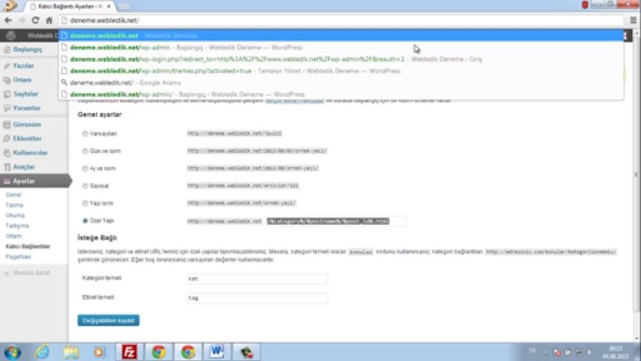 Wordpress kalıcı bağlantı ayarları nasıl yapılır?