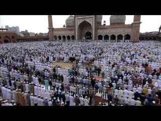 People gather for prayers at the largest mosque- Jama Masjid