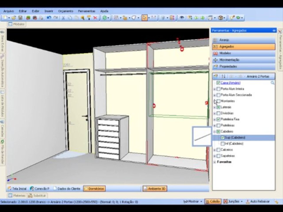 Promob plus - Aula 02 - Inserção de módulos e seus agregados  - Edição