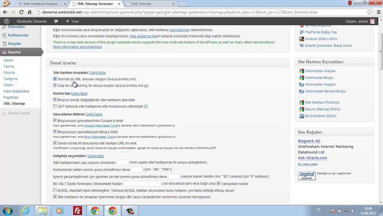 Google XML Sitemaps eklentisi kurulumu ve ayarları