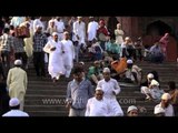 People coming out from the Jama Masjid - Slow motion