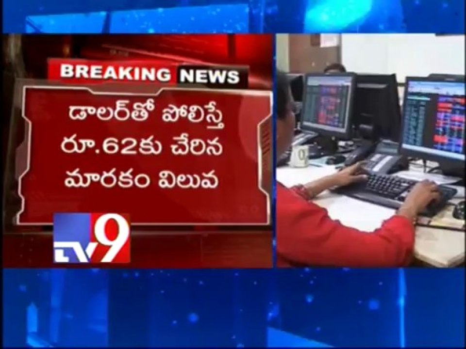 Rupee falls to historic low of 62 against dollar