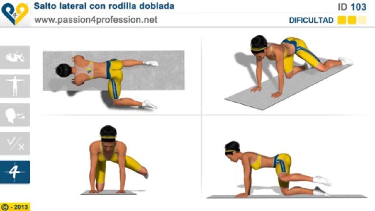 Salto lateral con rodilla doblada