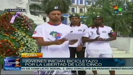Jóvenes inician bicicletazo en Cuba por la libertad de los cinco