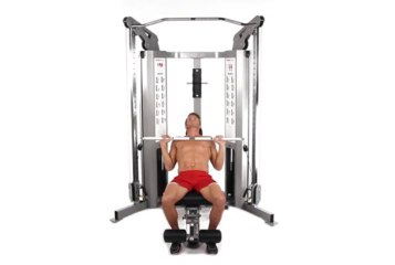 Cable Bench Press (Incline_Overhand Grip_Long Bar)