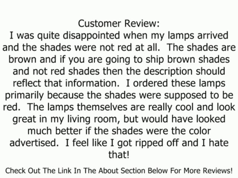 Set of 2 Table Lamps with Red Drum Shade Oval Shaped Base Review