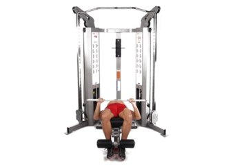 Cable Bench Press (Decline_Overhand Grip_Long Bar)